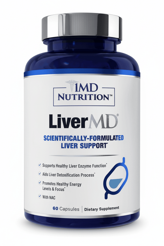 1MD Nutrition LiverMD Liver Health Support Supplement | Silymarin Artichoke ALCAT | 60 Capsules