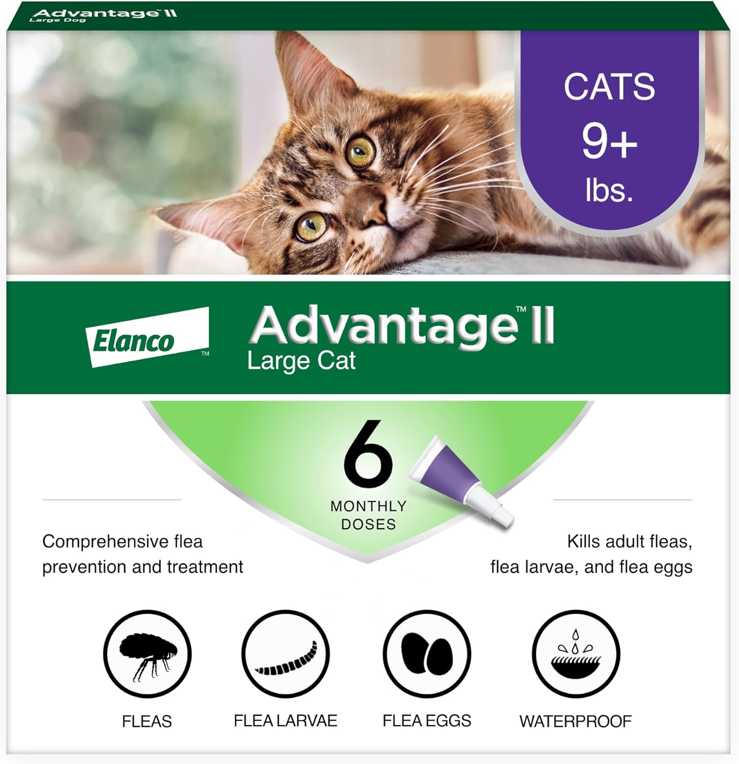 Advantage II Large Cat Flea Treatment | Over 9 lbs | 6-Month