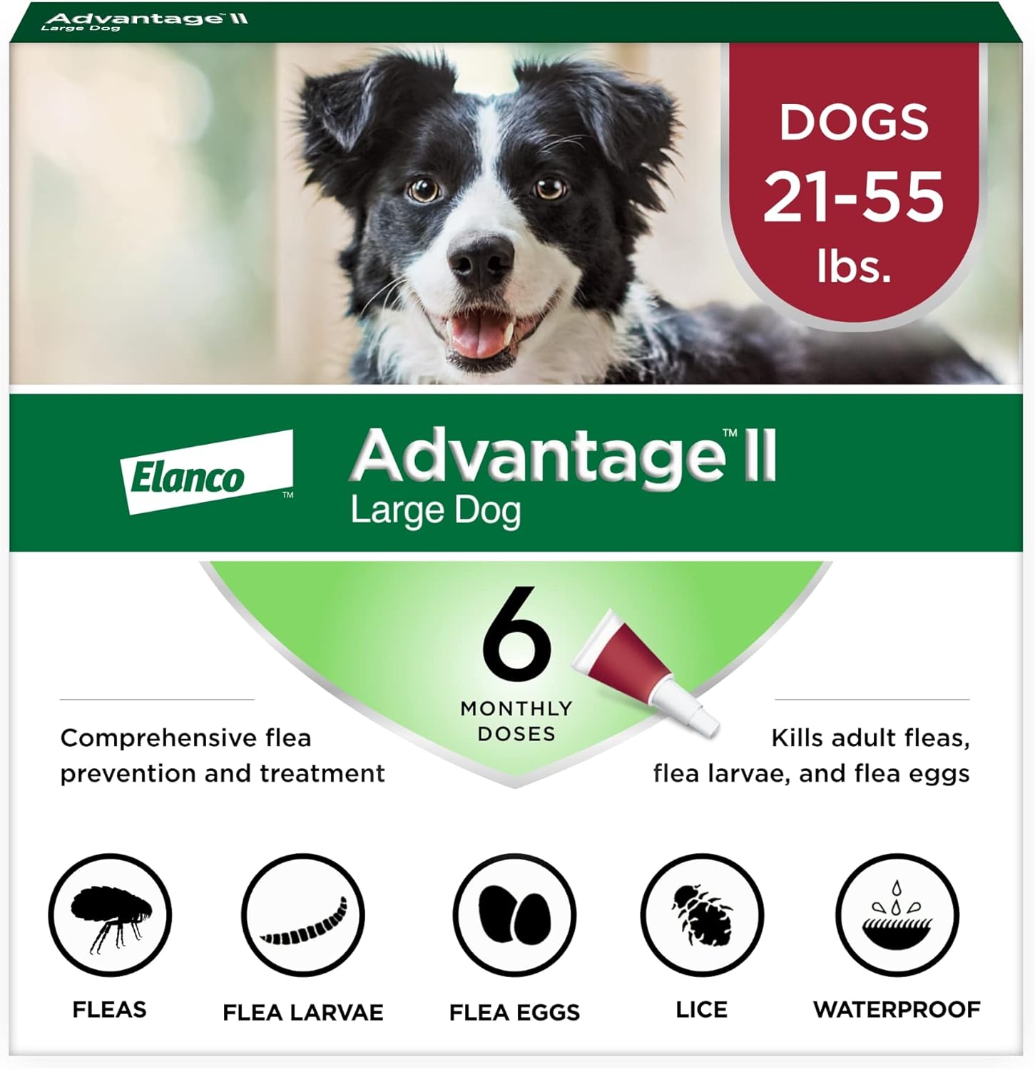 Advantage II Large Dog Flea Treatment | 21-55 lbs | 6-Month