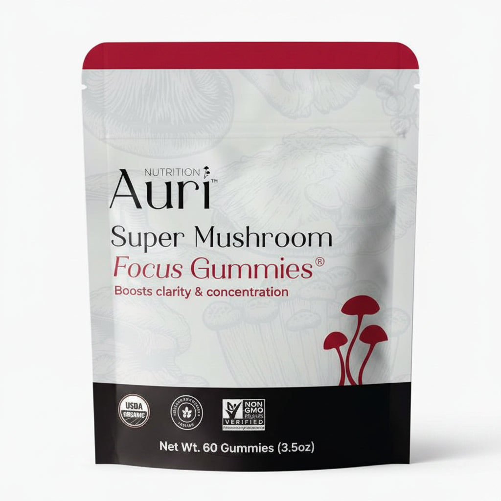 Auri Mushroom Focus Gummies | Raspberry Pomegranate | 60 Count