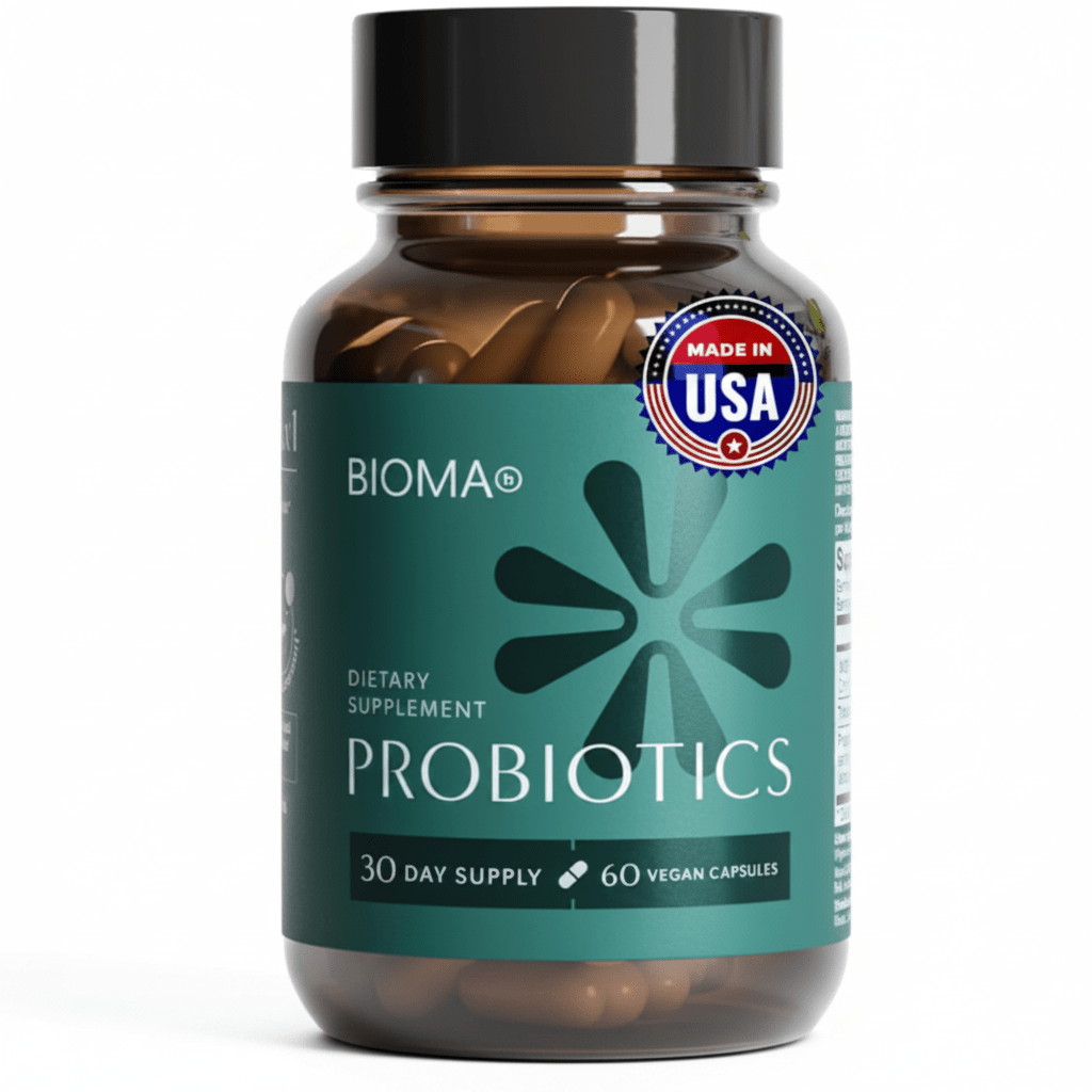 Bioma Probiotics for Digestive Health | 3-in-1 Synbiotic | 60 Capsules