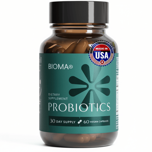 Bioma Probiotics for Digestive Health | 3-in-1 Synbiotic | 60 Capsules