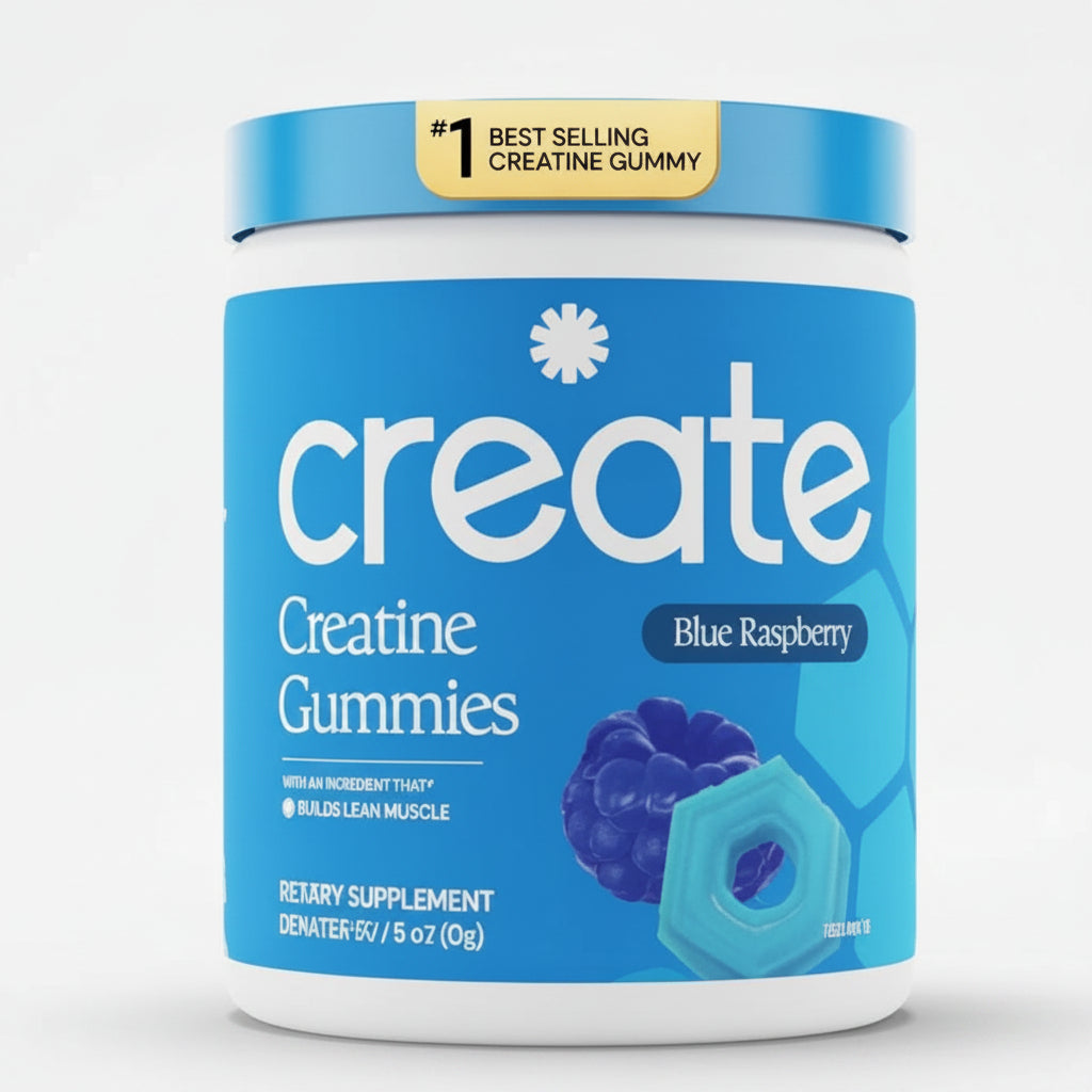 Create Creatine Gummies Blue Raspberry | 1.5g Creapure | 90 Count