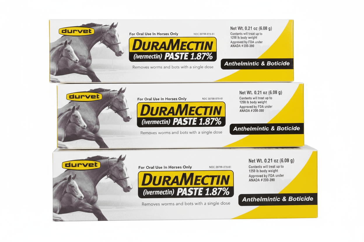 Duramectin Ivermectin Paste 1.87% Horse Dewormer | Apple Flavor | 3-Pack