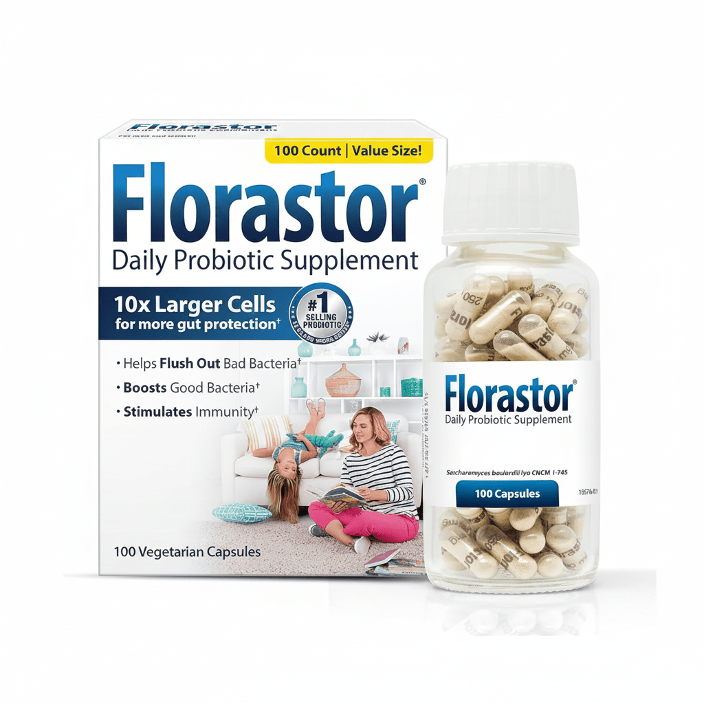 Florastor Daily Probiotic Supplement | 250mg Saccharomyces boulardii | 50 Capsules