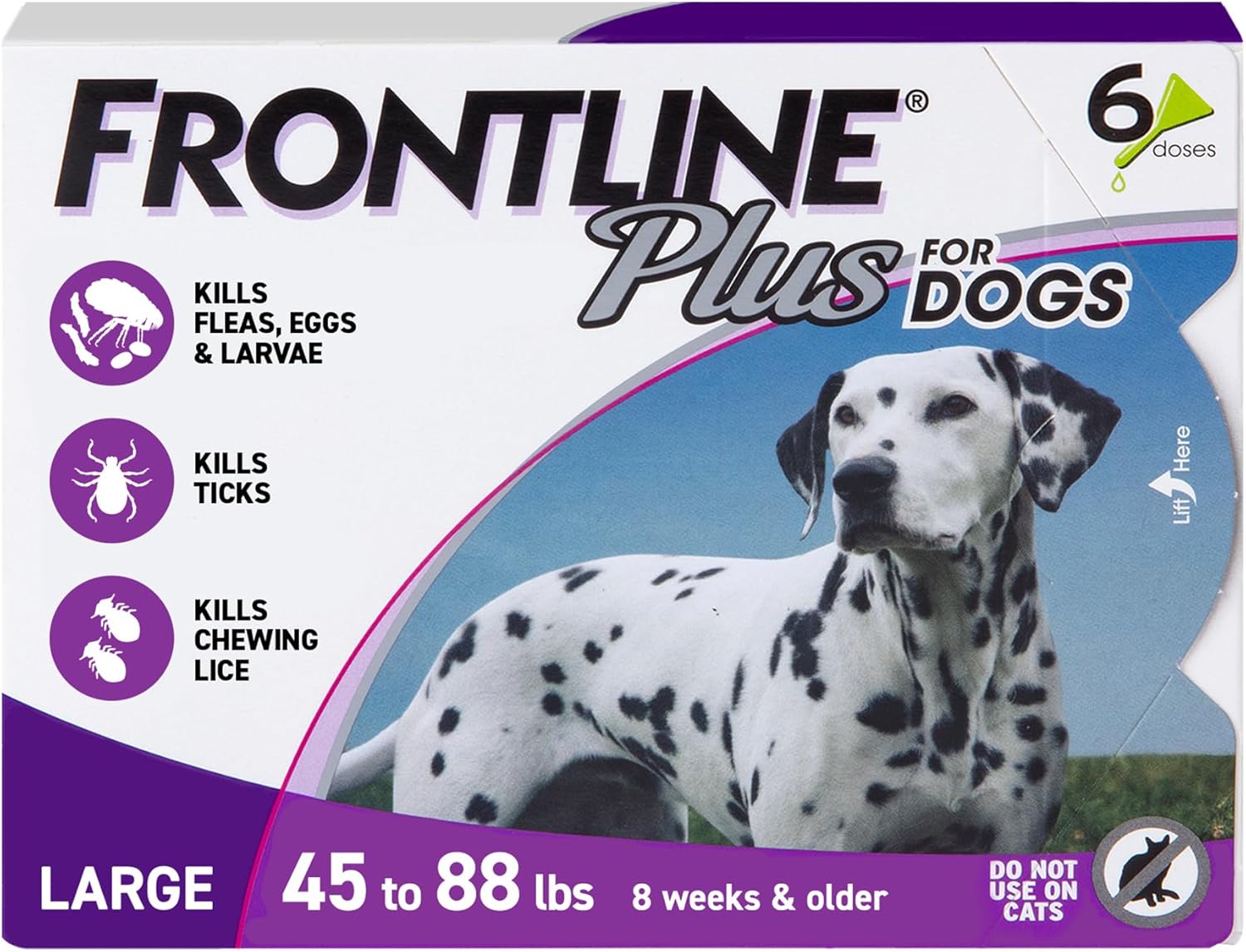 Frontline Plus Flea & Tick Treatment for Large Dogs | 45-88 lbs | 6 Doses