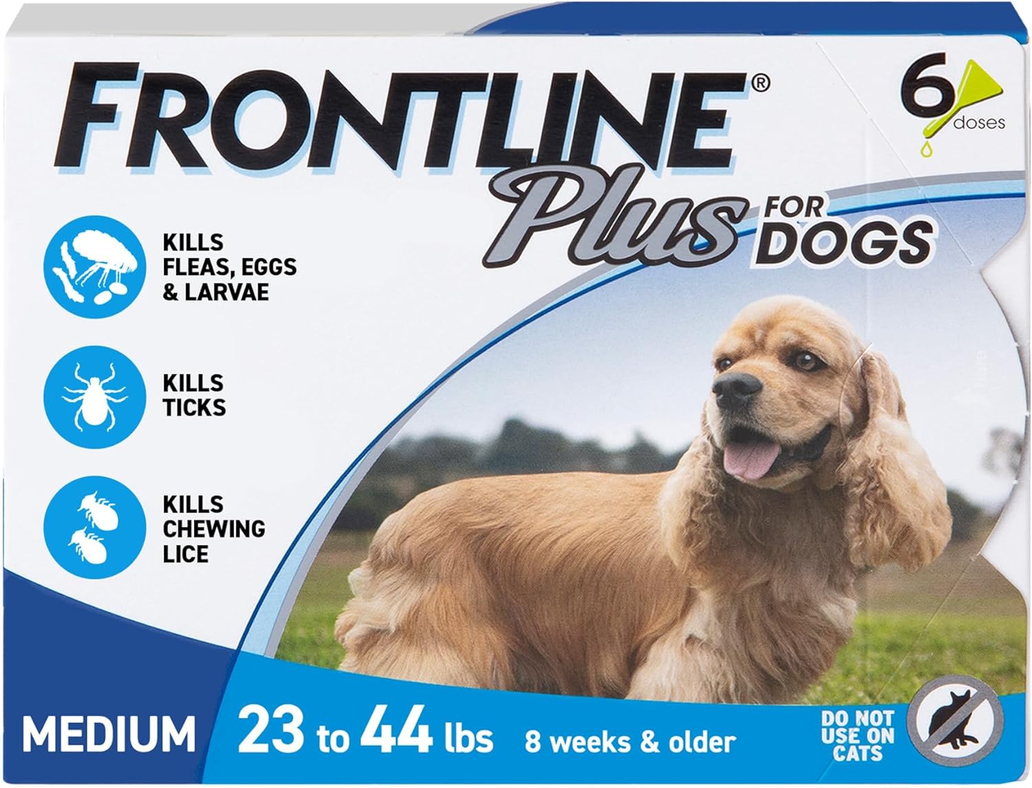 Frontline Plus Flea & Tick Treatment for Medium Dogs | 23-44 lbs | 6 Doses