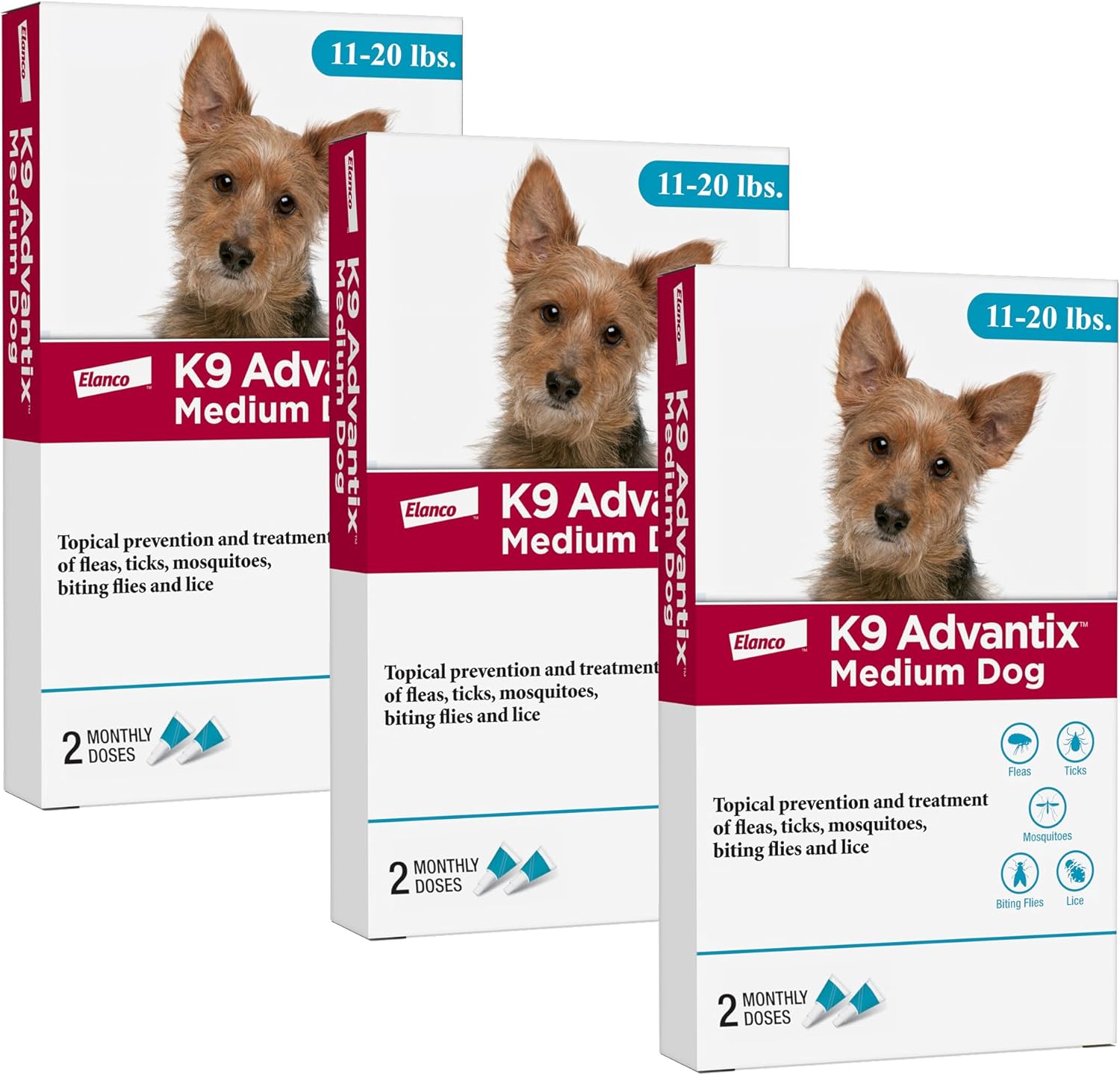 K9 Advantix Flea, Tick & Mosquito Prevention | Dogs 11-20 lbs | 6 Treatments
