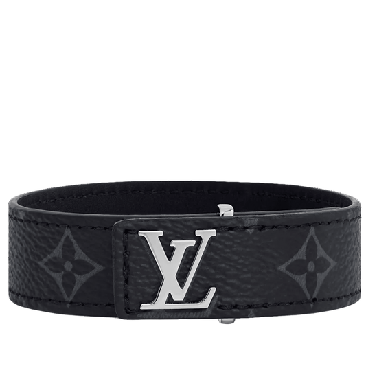 Louis Vuitton LV Slim Bracelet M435 | Size 21 | Black Calfskin