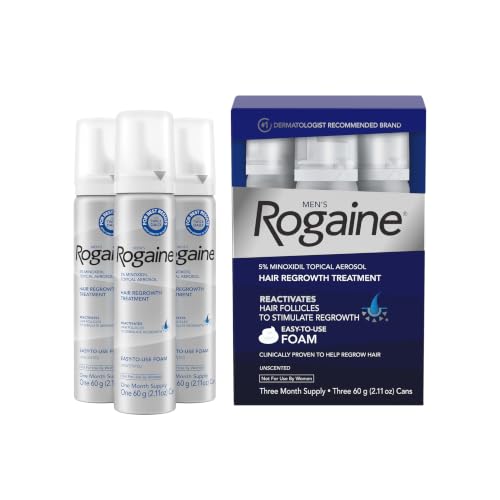 Rogaine 5% Minoxidil Foam for Men | Hair Regrowth Treatment | 3-Month Supply