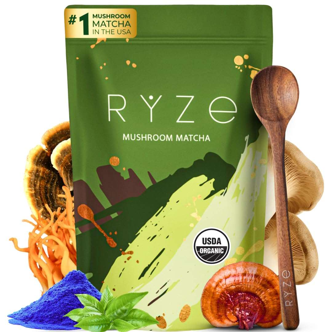 RYZE Mushroom Matcha | USDA Organic | 30 Servings