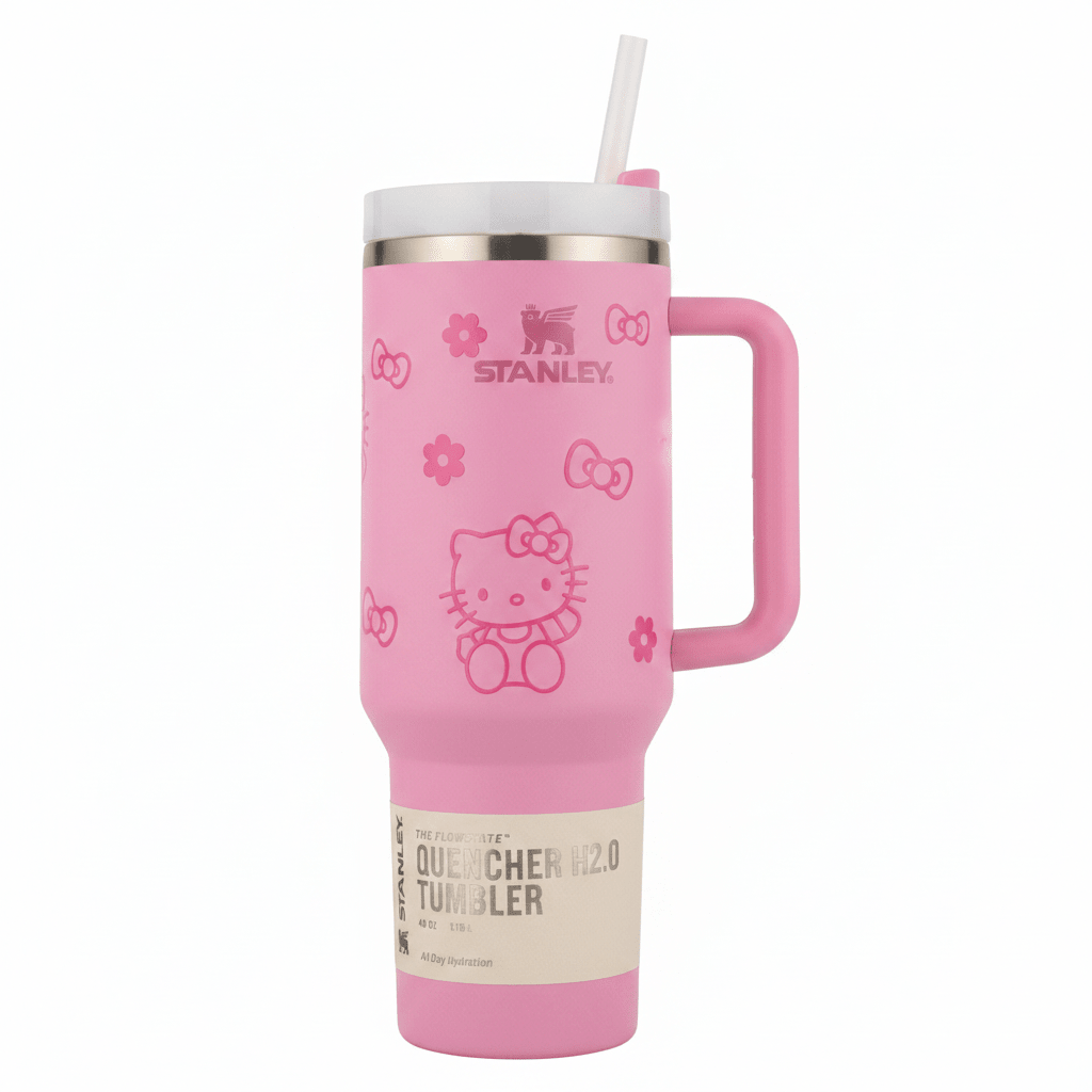 Stanley Quencher H2.0 FlowState Tumbler | 40oz | Pink Floral Limited Edition