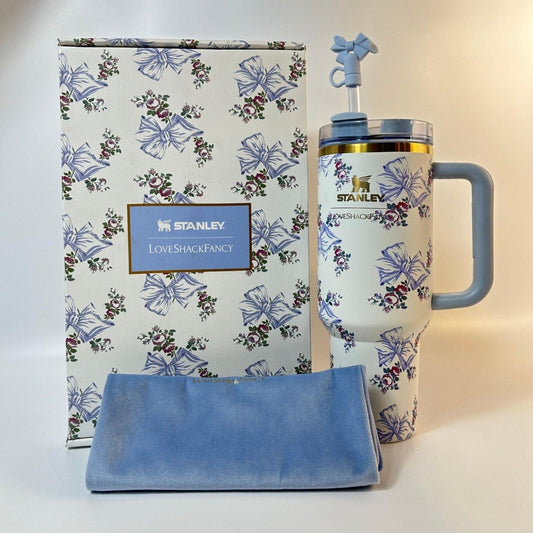 Stanley x LoveShackFancy Holiday Quencher | 40oz | Rosa Beaux Blue