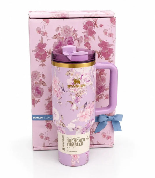 Stanley x LoveShackFancy Quencher | 40oz | Purple Rose | Gift Set
