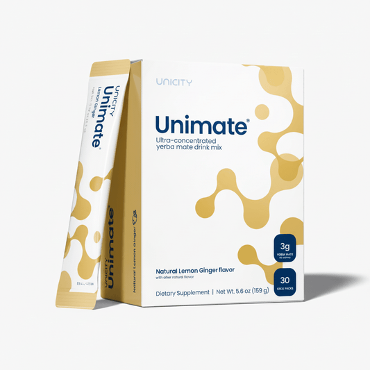 Unicity Unimate Lemon Ginger Yerba Mate Drink Mix | 30 Stick Packs