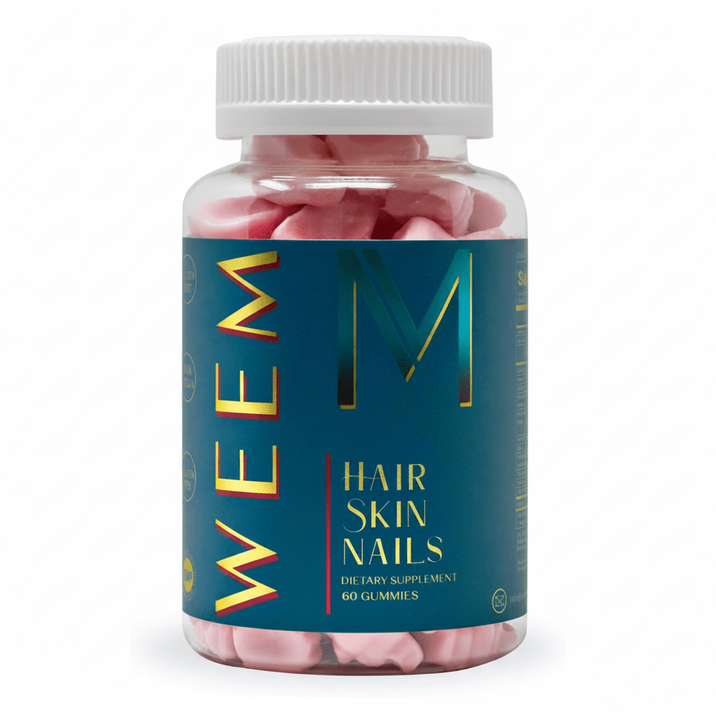 WEEM Hair Skin and Nails Gummies | Biotin Vitamins | Vegan | 60 Count